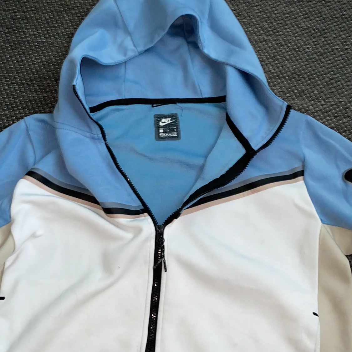 Nike vindjacka med huva, blå/vit - 3