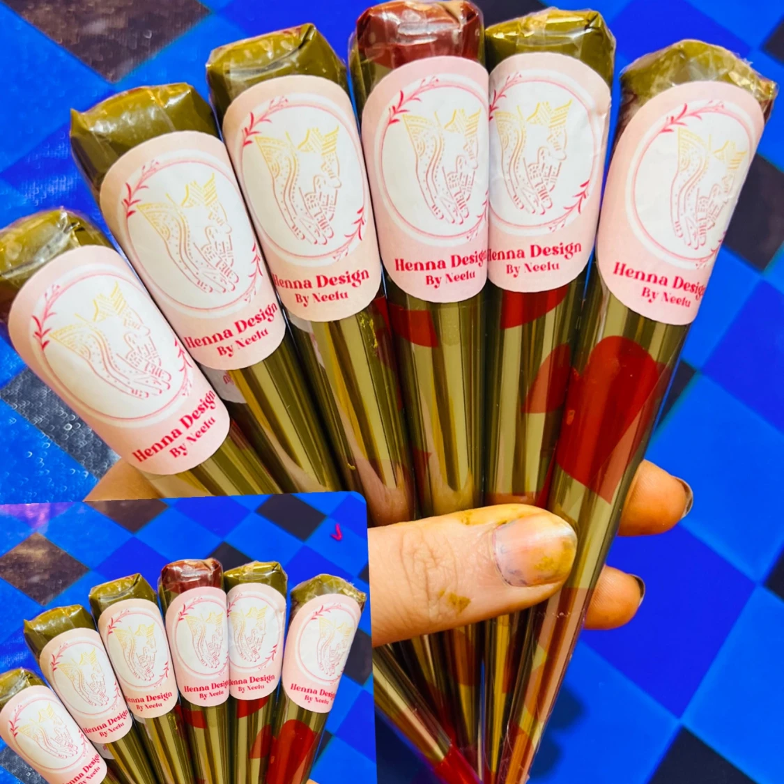 Hemgjorda naturliga henna koner