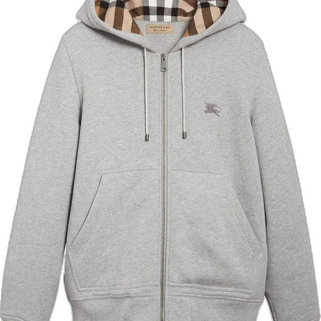 Grå hoodie från Burberry med dragkedja