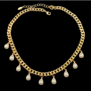 Guldpläterat halsband  - Guldpläterat halsband. Kedjans tjocklek -7mm. Längd 40+5cm 