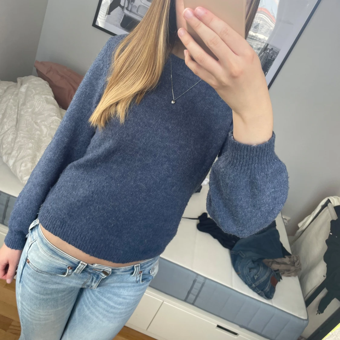 Blå stickad tröja från Object