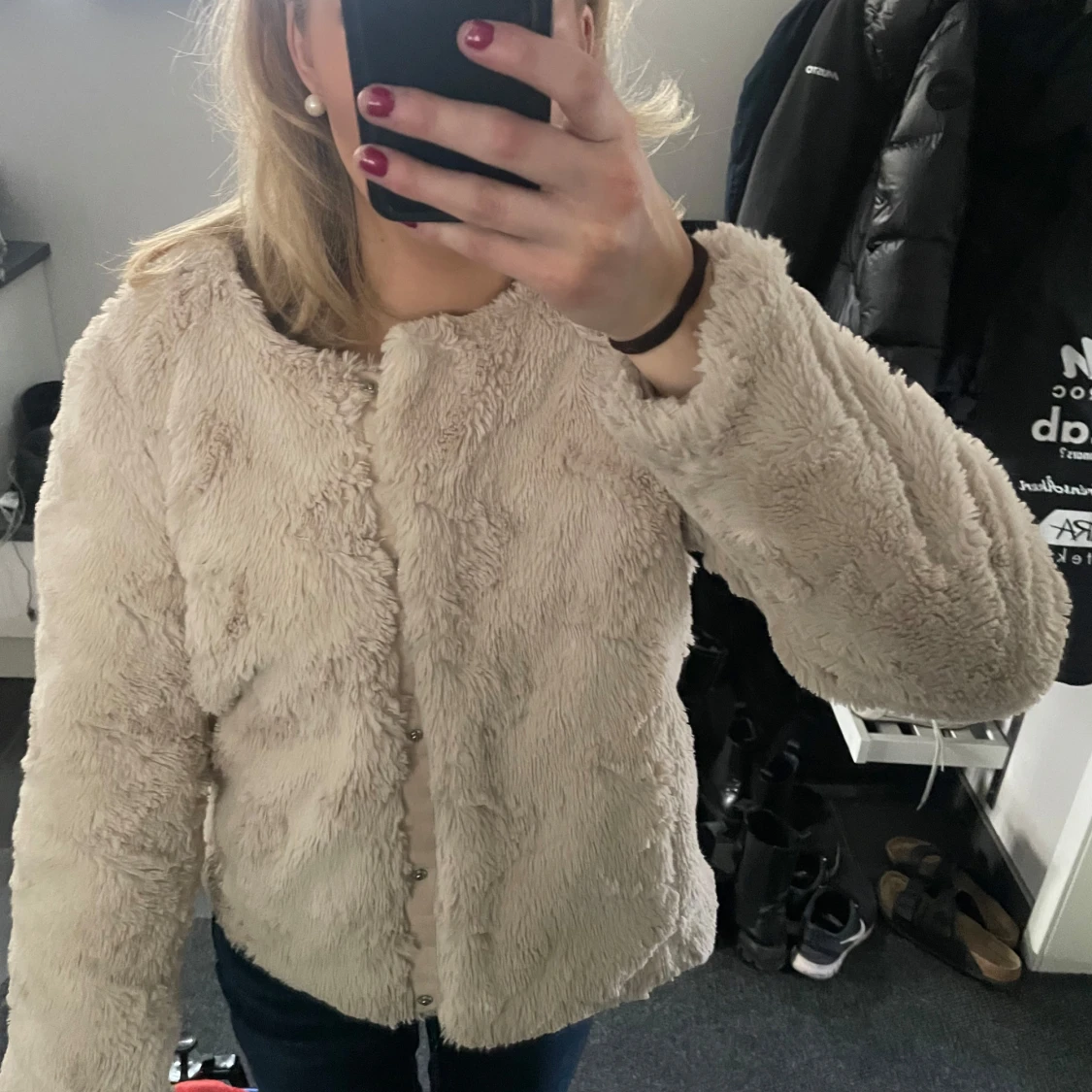 Beige teddyjacka - 1