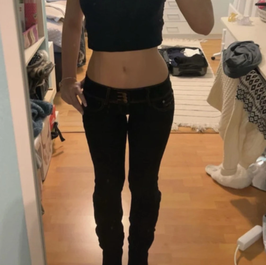 Svarta skinny jeans med kontrastsömmar