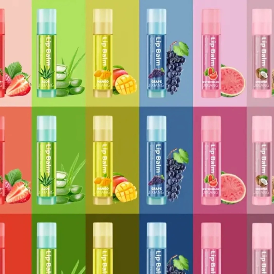 Färgglada läppbalsam med fruktsmaker från Jixiang - 1