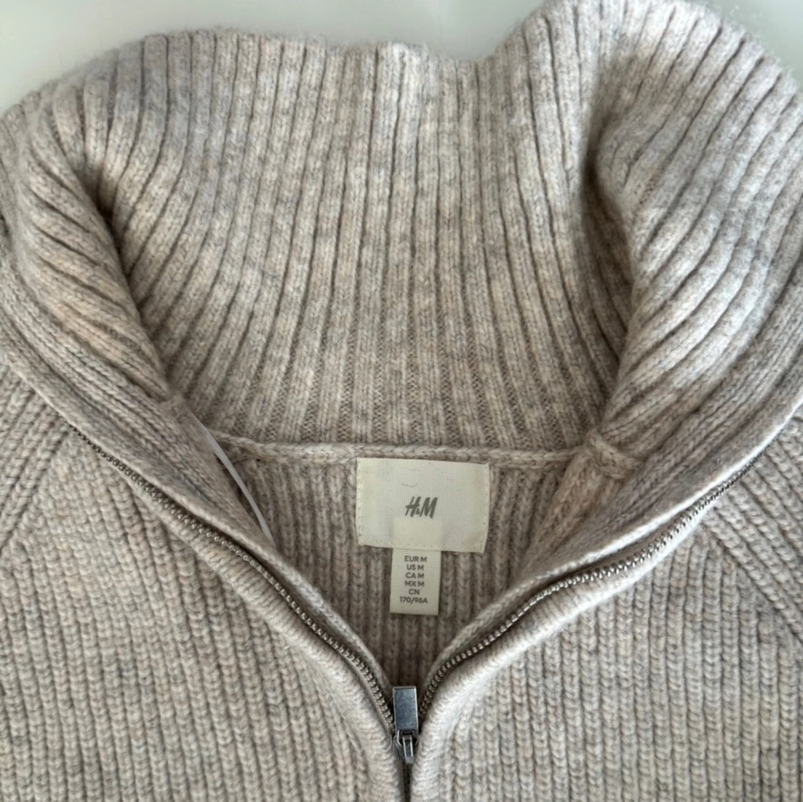 Beige ribbad half zip tröja H&M - 1