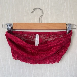 Vinröd spets bandeau från Gina Tricot - Säljer en vinröd bandeau tubtopp från Gina Tricot med vacker blommig spets och fodrad insida. Toppen är axelbandslös och har en romantisk känsla med sina fina spetsdetaljer. Perfekt att styla under en skjorta eller kavaj.