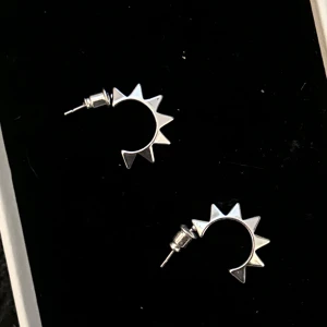 Silvriga  örhängen med nitar  - Snygga silvriga örhängen, helt nya!!