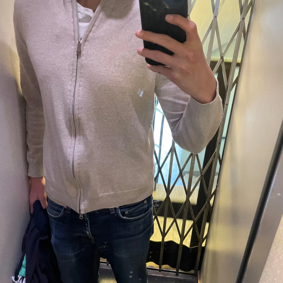 Beige hel-zip från Stenströms - 1