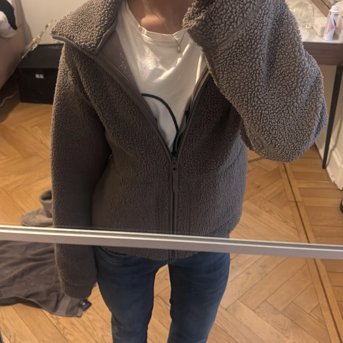 Brun teddyjacka från hm - 1