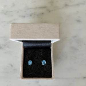 Siver Blåa örhängen med sten - Snygga örhängen med runda blå stenar i klassisk infattning. Perfekta för att ge din look lite extra färg och stil. Kommer i en elegant ask och passar dig som gillar enkla men färgstarka accessoarer.