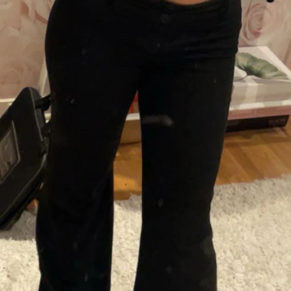 Svarta bootcut kostymbyxor med låg midja - 2