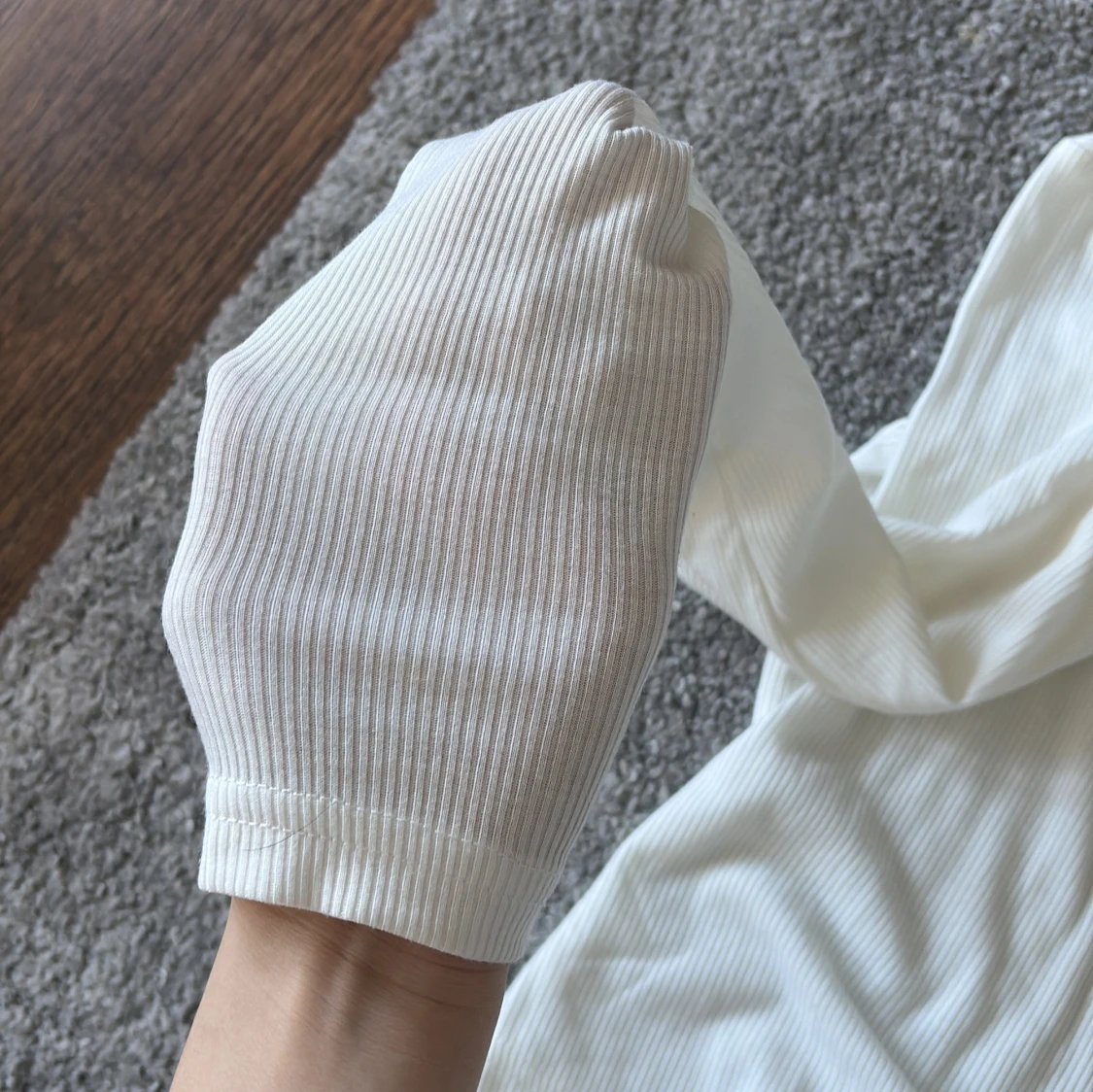 Vit ribbad långärmad topp från evolusHEIN - 3