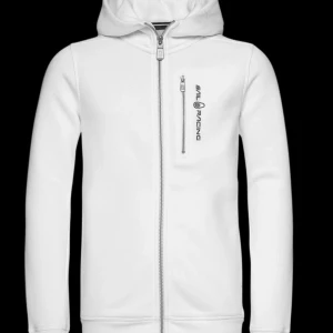 Vit hoodiejacka från Sail Racing - Vit hoodiejacka från Sail Racing med dragkedja framtill och en bröstficka med dragkedja. Jackan har en stilren design med logga på bröstet och huva. Perfekt för en sportig och avslappnad look. Använd två gånger nästan helt oanvänd 