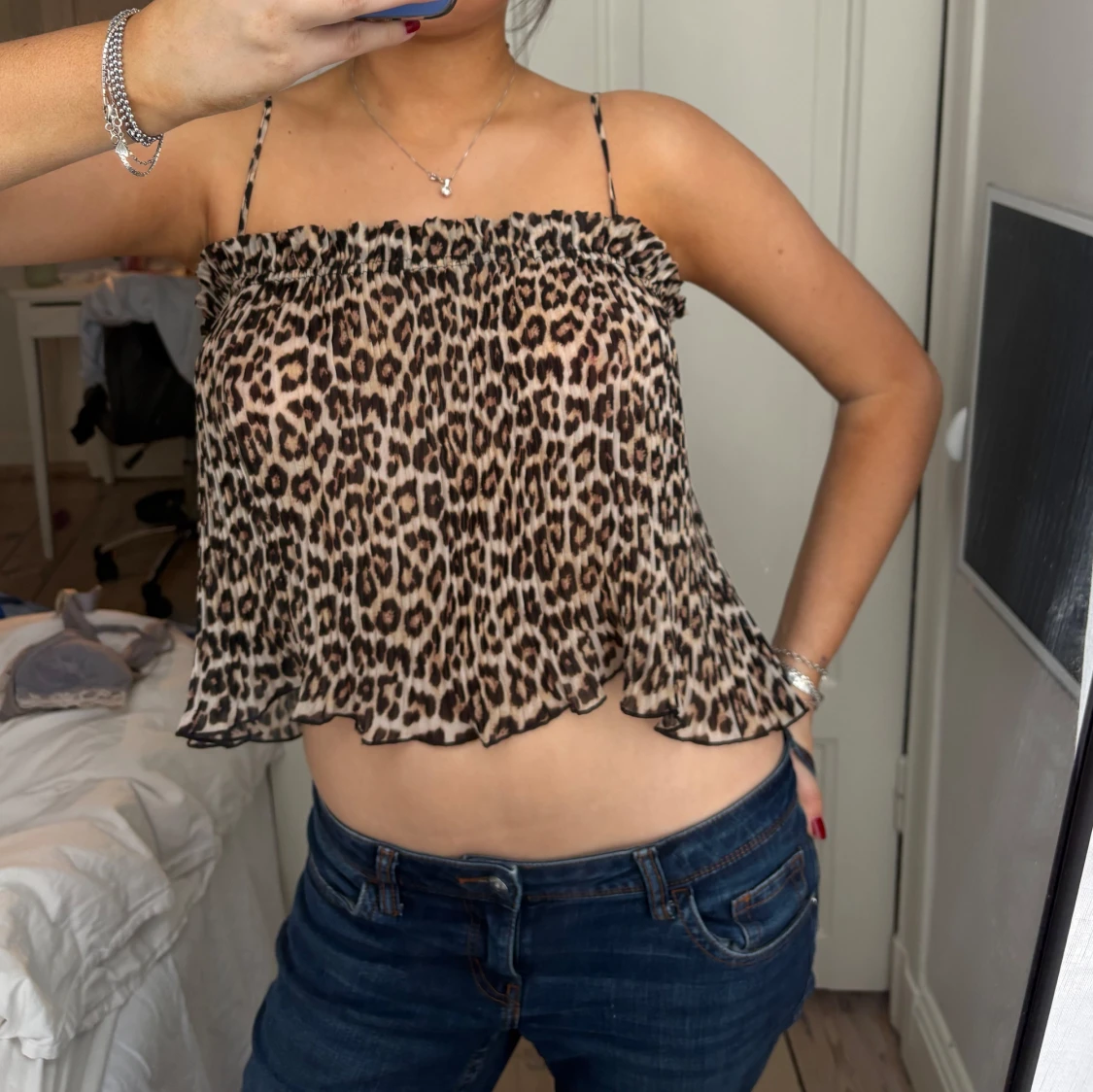 Leopardmönstrad croppad linnetopp