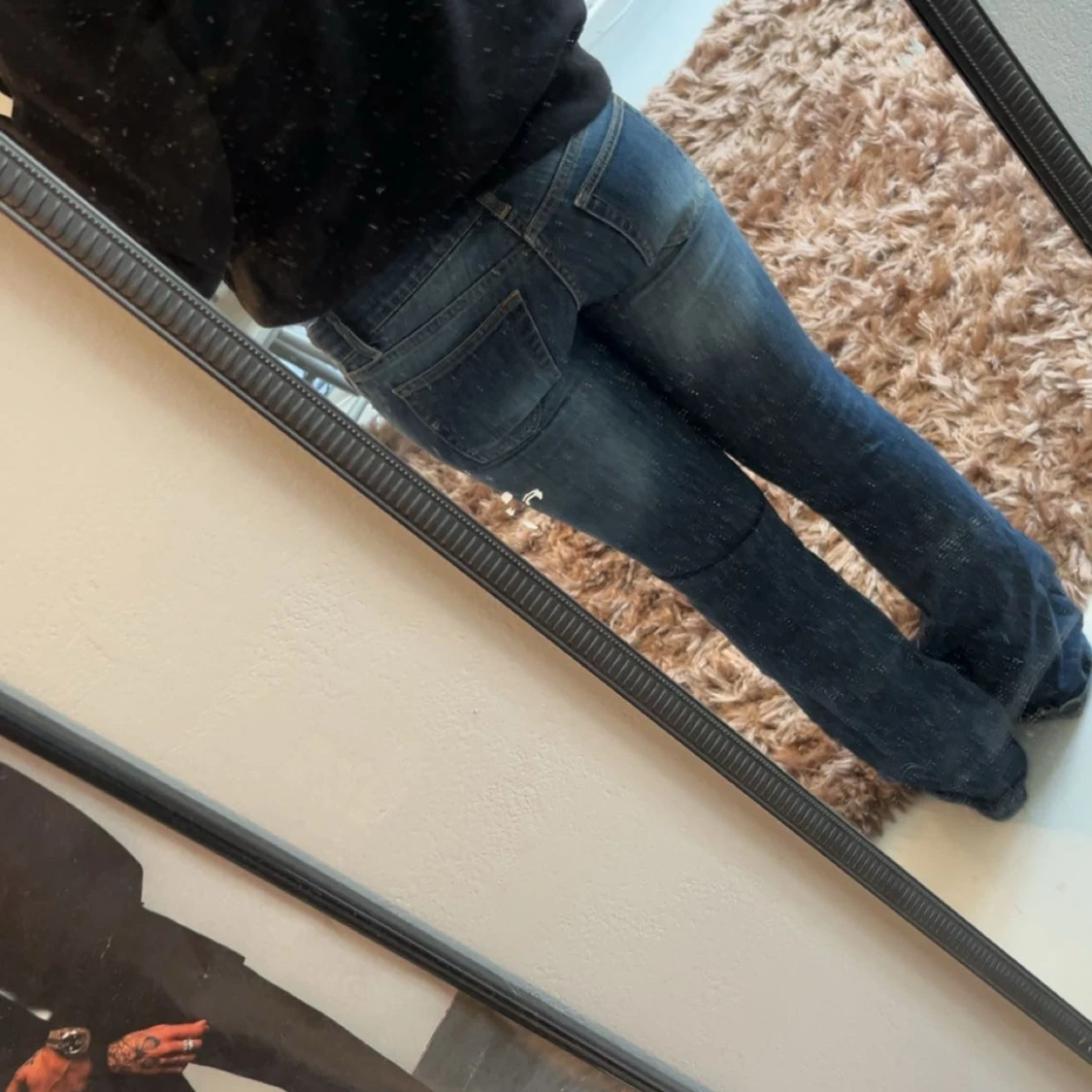 Blå lågmidjade jeans - 1