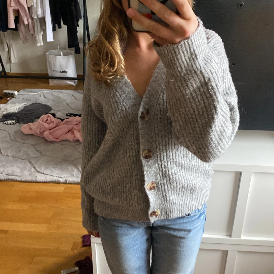 Grå stickad kofta från Zara