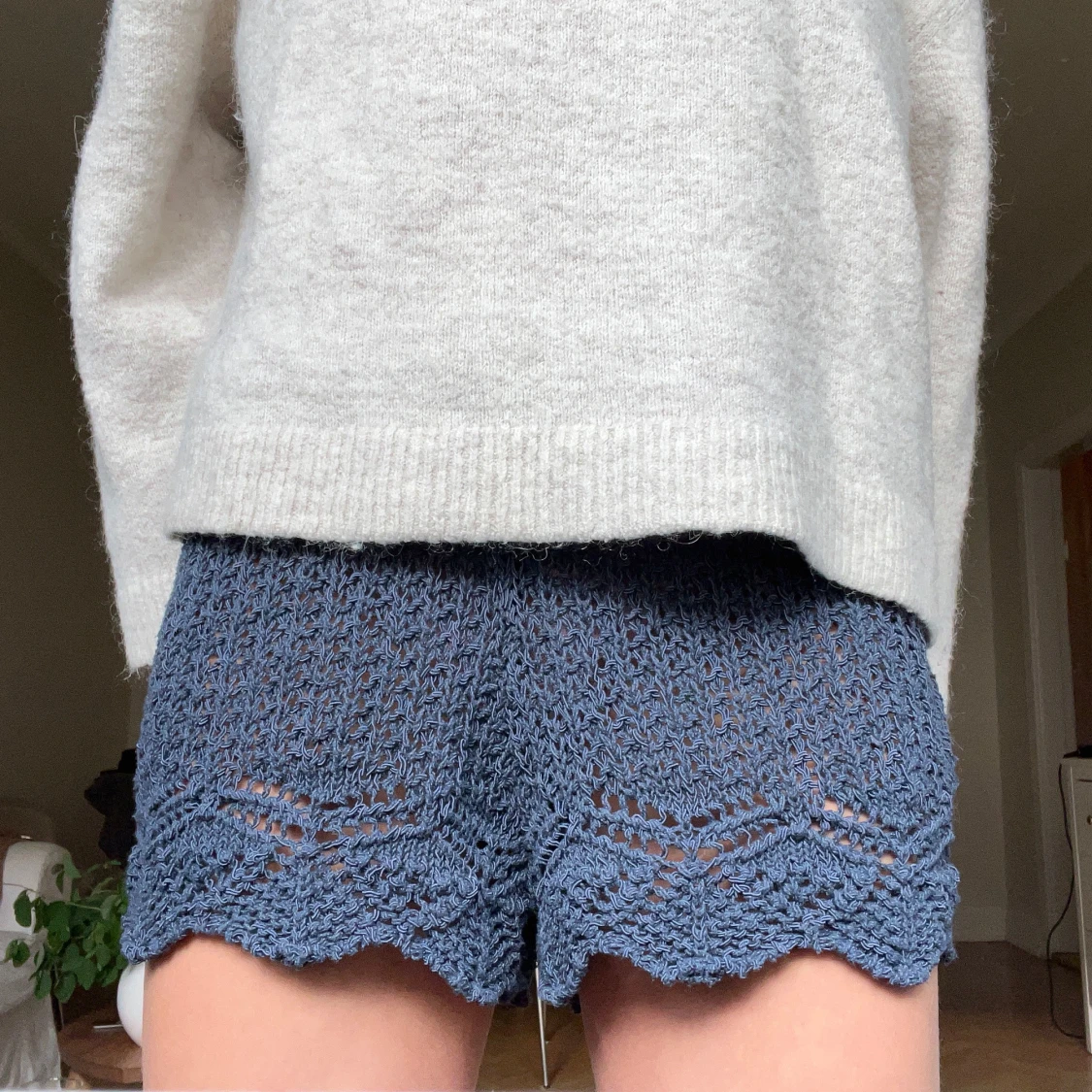 Blå virkade shorts från Zara - 1