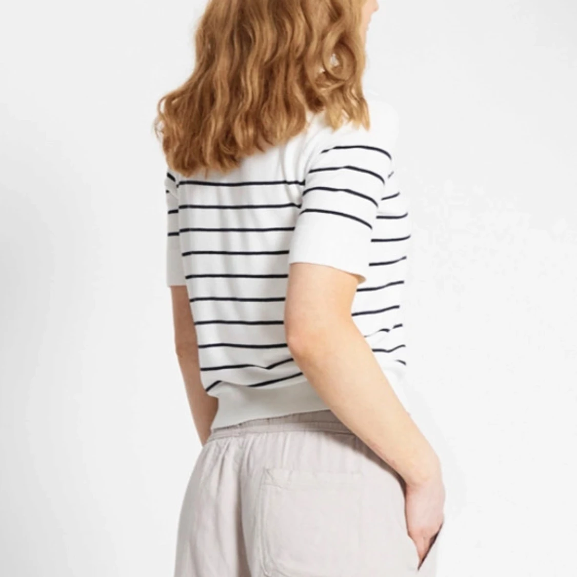 Vit randig stickad topp - 2