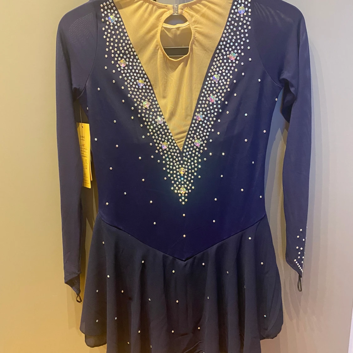 Marinblå konståkningsklänning med strass - 1