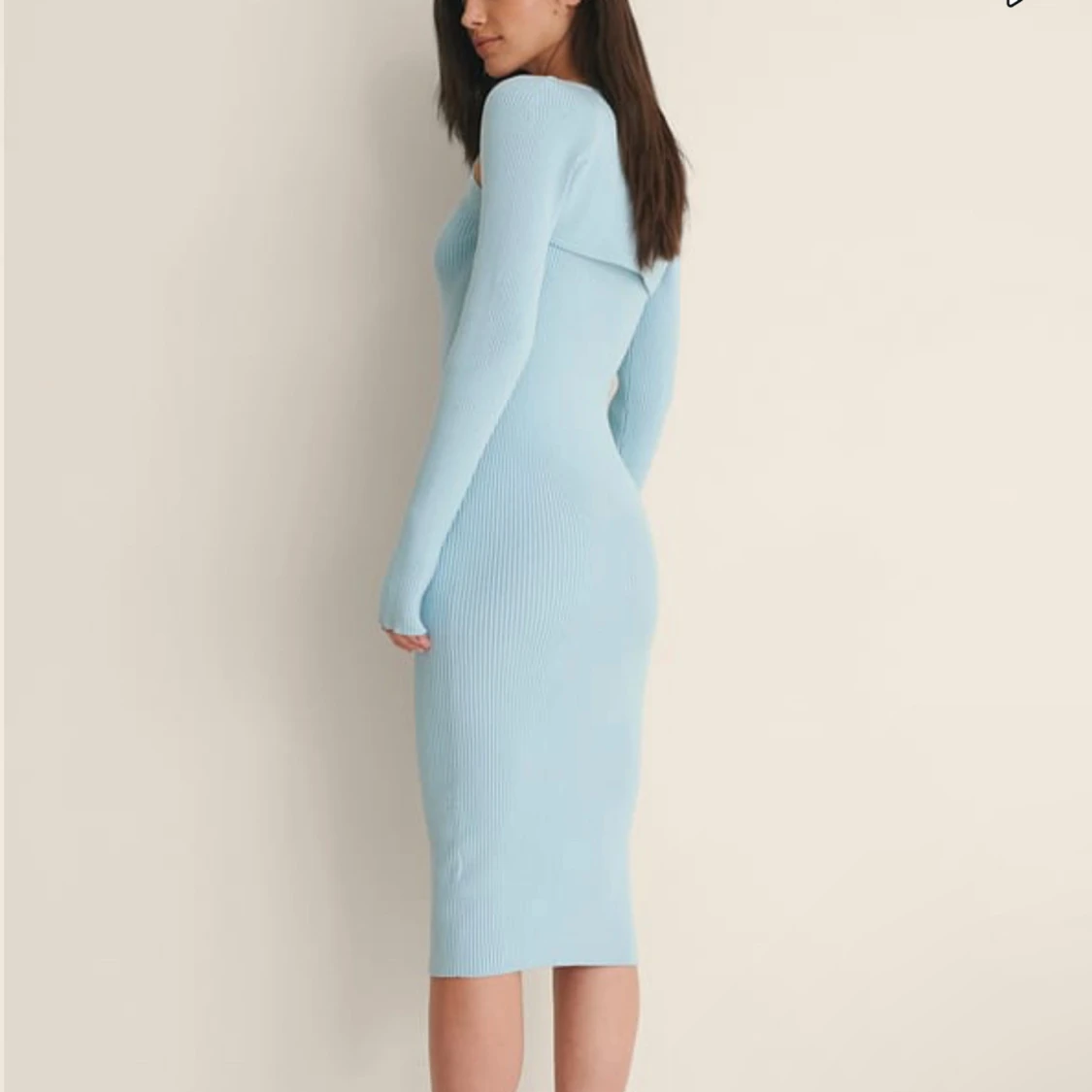 Ljusblå ribbad klänning - 2