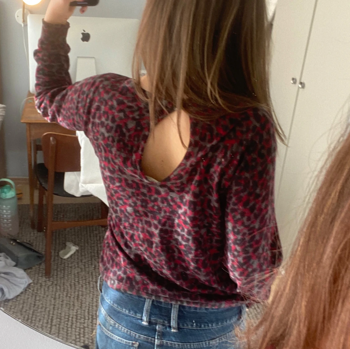 Leopardmönstrad offshoulder-tröja - 91