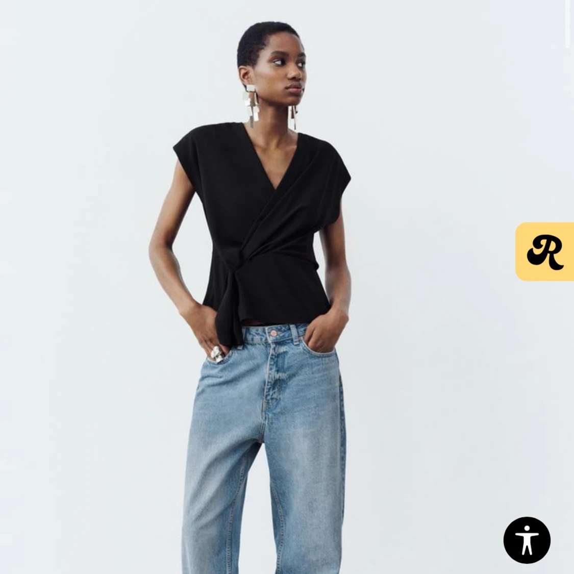 Svart omlottopp - 90