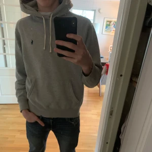 Grå hoodie från Ralph Lauren - Säljer nu min sjukt snygga hoodie från Ralph lauren. Hoodien har blivit väl använd, men har inte fått några som alls defekter. Den är i storlek M men är mer som S och passar även de med XS. Hoodien är en riktig komplimang magnet som passar till alla klädesplagg och årstider. Modellen på bilden är ca 190cm. Säljer för 650 kr. Nypris ca 1600kr