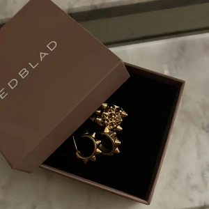 Guld ring samt örhängen från Edblad  - Jag säljer mina Edblad smycken i guld då jag inte andvänder dem längre! Örhängena är oandvända och ringern är andvänd få gånger och är i storlek s 16,8mm! Man kan köpa separat eller i kit separat 200kr styck kitt 400!