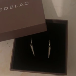 Silverörhängen från Edblad - Snygga och stilrena silverörhängen från Edblad. De har en enkel ringdesign med en spetsig hängande detalj, helt oanvända. Fick dubbla i julklapp därför säljer jag de💗💗