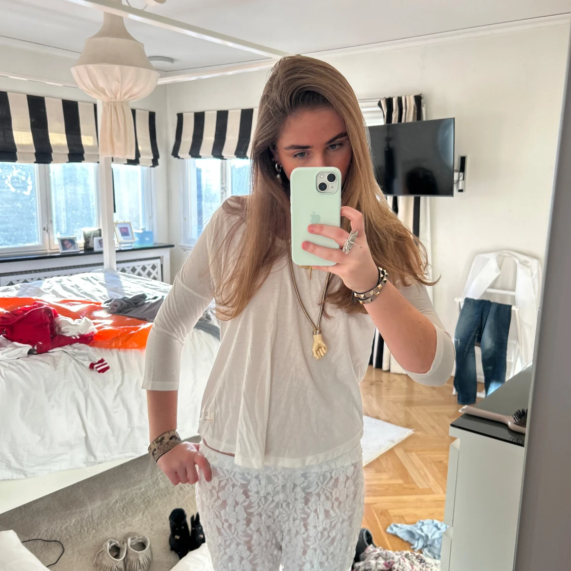 Vit långärmad topp