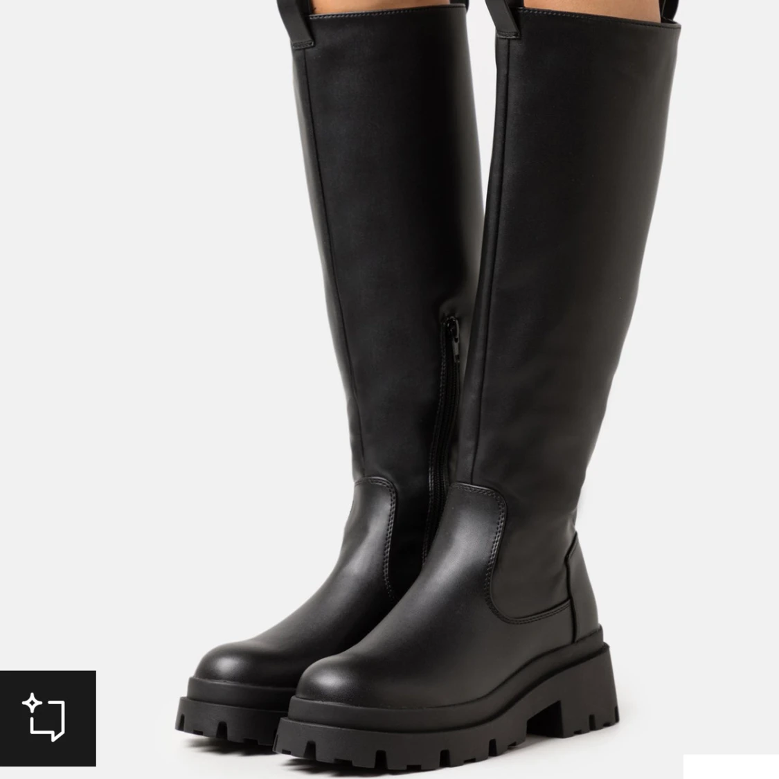 Svarta höga stövlar med dragkedja - 91