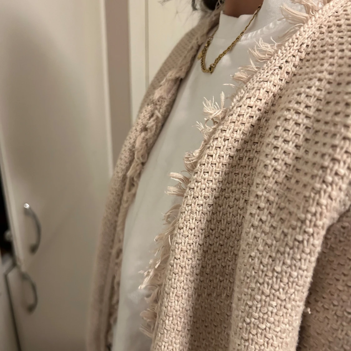 Beige stickad kofta  - 91