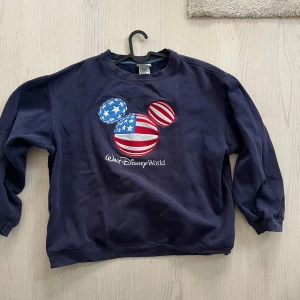 Mörkblå tröja - Walt disney world - Säljer en mörkblå vintage tröja från Walt Disney World.  Storlek XL men passar mer som en oversized M/L. Jag har i vanliga fall L och denna är oversized på mig.