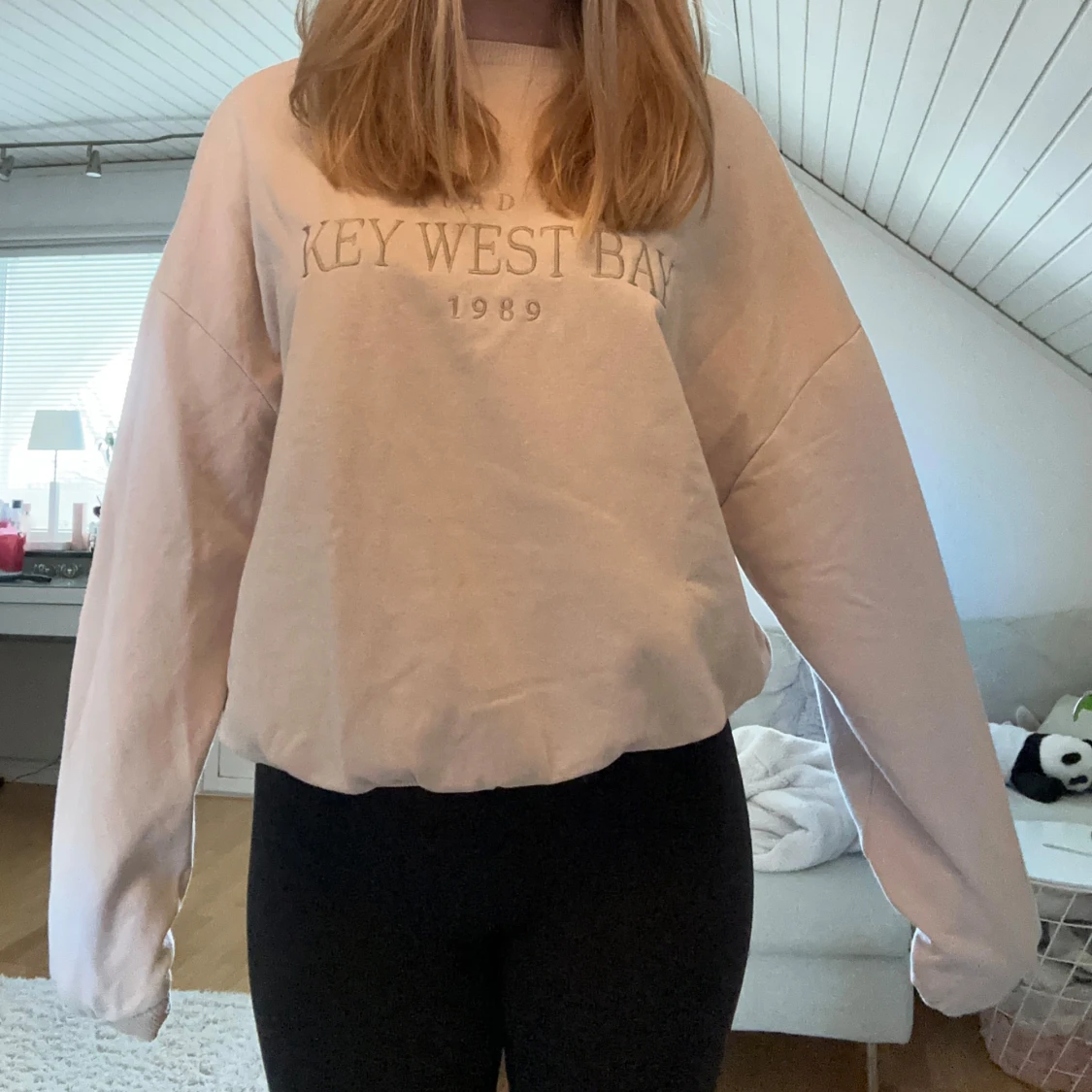Beige sweatshirt med tryck