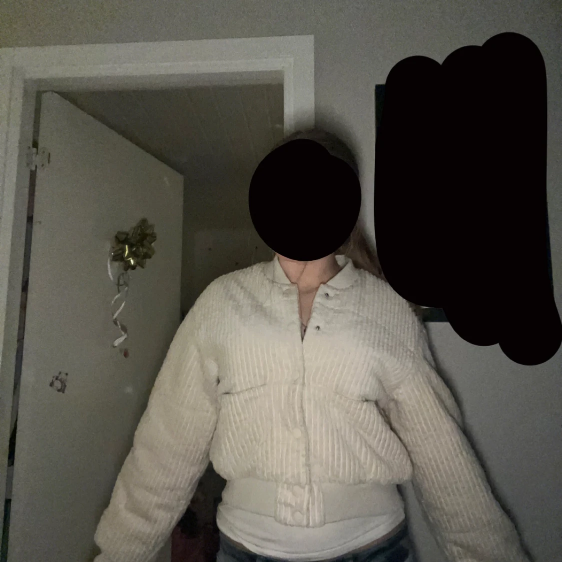 Beige ribbad croppad jacka - 1