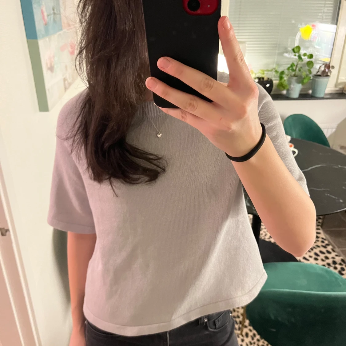 Kortärmad stickad tröja