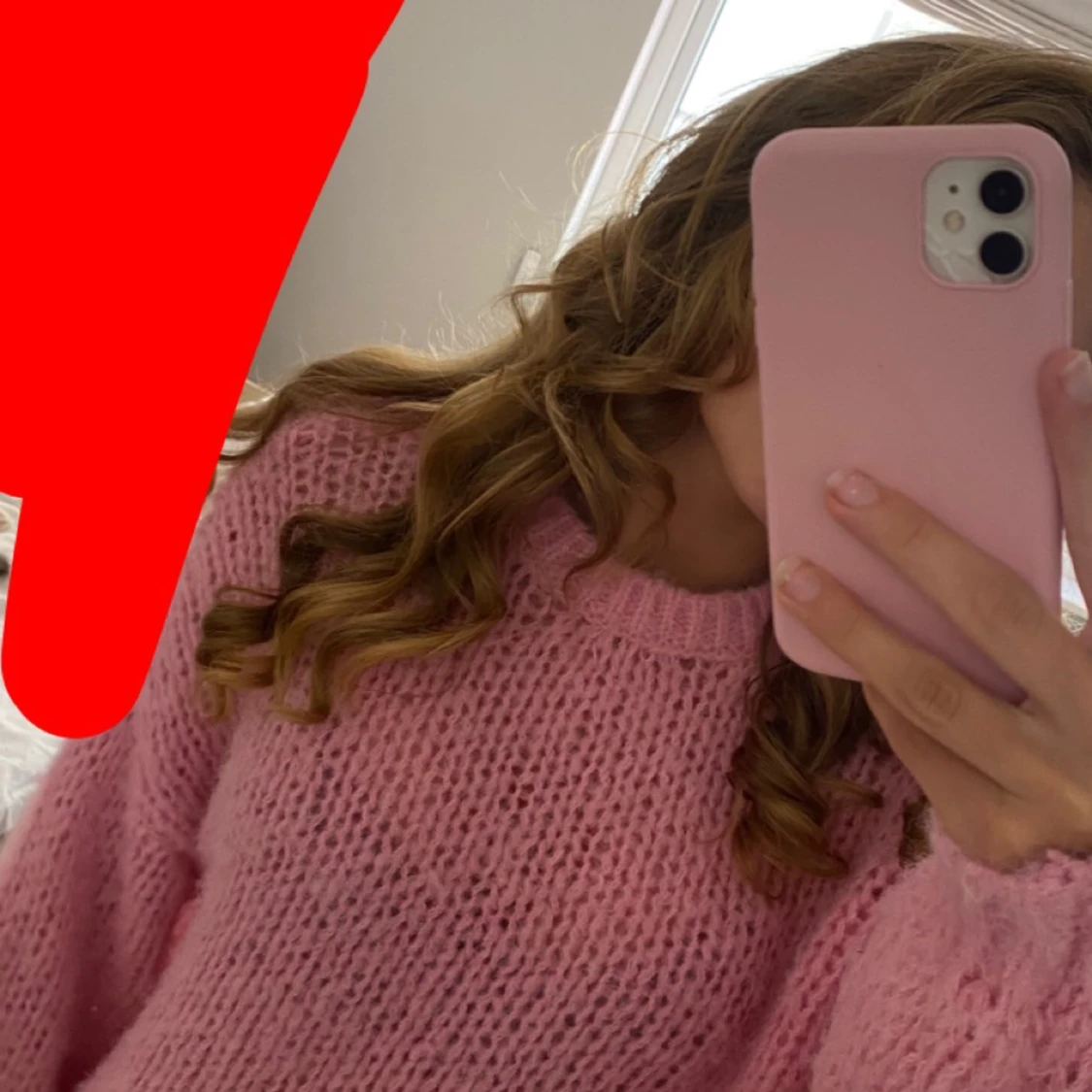 Rosa stickad tröja  - 90