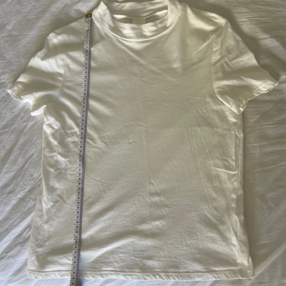 Vit mock neck t-shirt med hög krage - 91