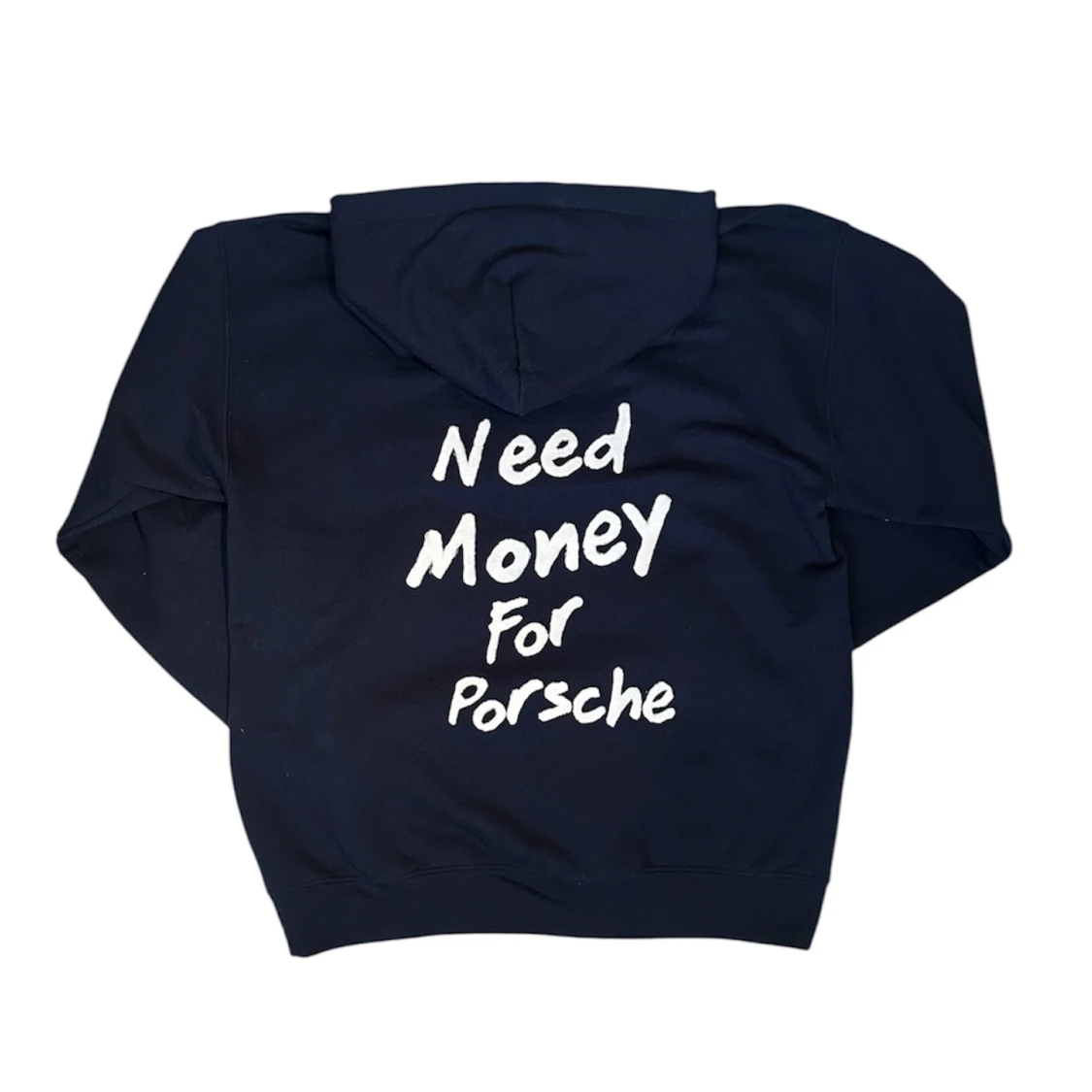 Mörkblå hoodie med text - 92