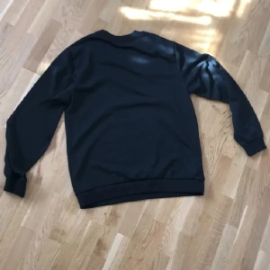 Svart sweatshirt med Paris-tryck - Säljer en svart sweatshirt med ett stilrent Paris-tryck på framsidan. Tröjan har långa ärmar och är perfekt för en casual look. Den är i bra skick och passar både till vardags och för en avslappnad utekväll.