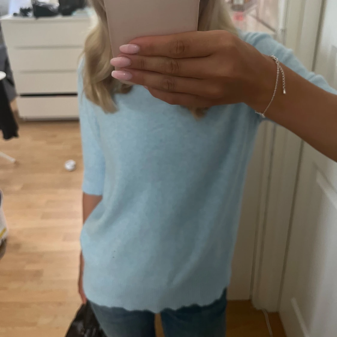 Söt blå stickad tröja från Vila - 92