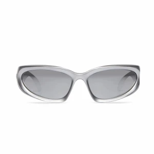 Balenciaga - Balenciaga  Swift oval sunglasses  BB0157s  Silver with mirrored lenses