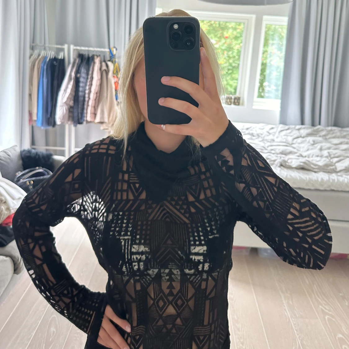 Svart mönstrad topp från Margit Brandt - 92