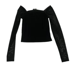 Svart offshoulder topp - Snygg svart topp från NA-KD med långa ärmar i mesh material. Perfekt för en utekväll eller fest! 