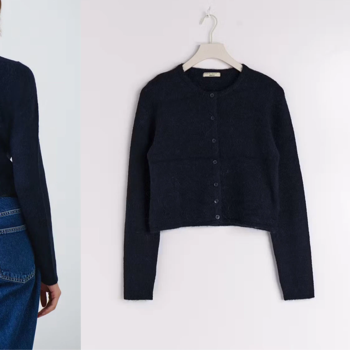 Mörkblå kofta från Ginatricot 