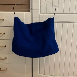 Blå tubtopp från Zara - Snygg blå tubtopp från Zara i en stilren design. Perfekt för att skapa en chic look. Toppen är axelbandslös och har en smickrande passform.