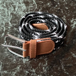 Svart och vitt - flätat bälte  - Flätat bälte, storlek 95cm