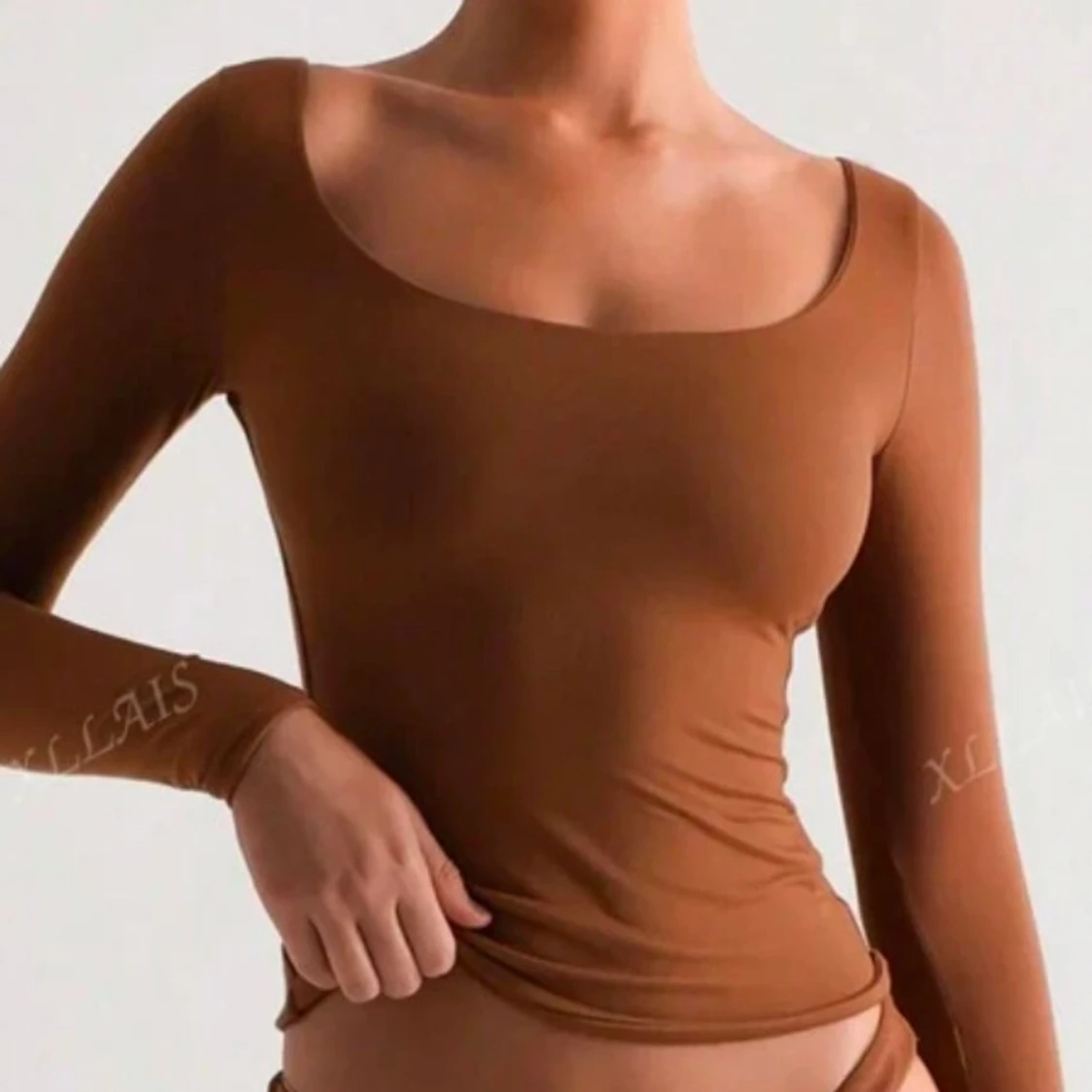 Brun långärmad topp - 90