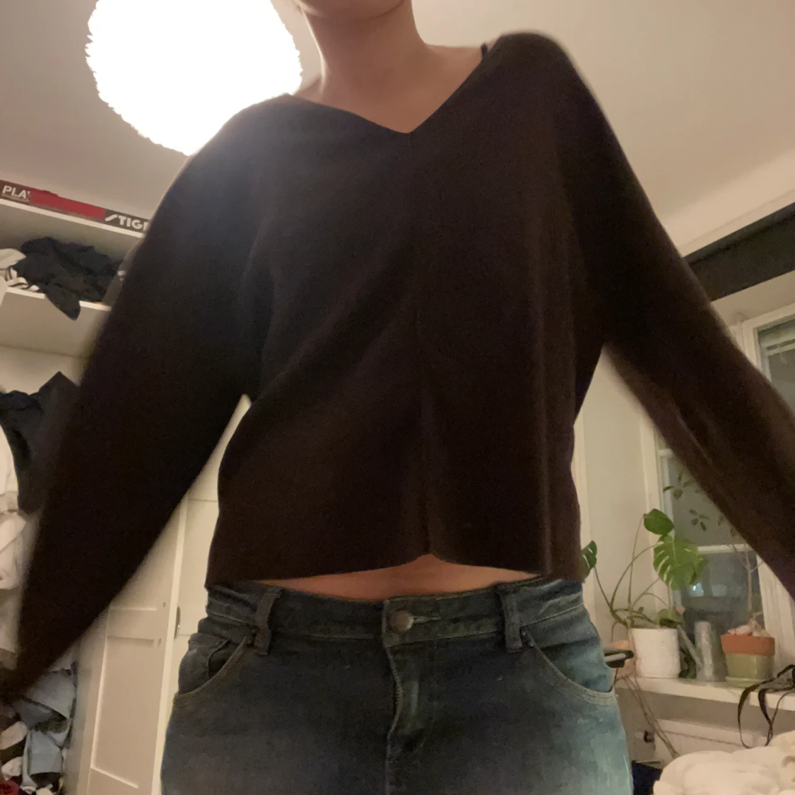 Brun offshoulder tröja - 92