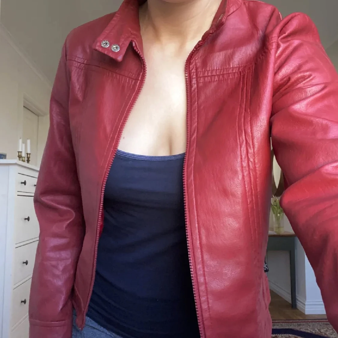 Röd skinnjacka - 90